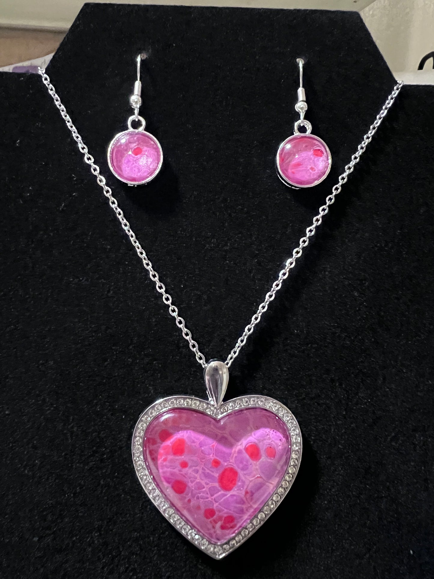 Heart Bling Necklace Set